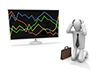 Illustration of a businessman worried about the fluctuations in stock prices (free/free material)