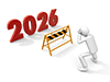 Solve the problems of 2026! High-resolution free illustration of a business person overcoming an obstacle