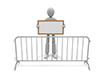 [Free illustrations] Free material of a 3D person holding a barricade and a message board | Commercial use OK, high quality
