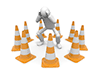 [Free illustrations] Free material of a 3D person confused by trouble and a traffic cone | Commercial use OK, high quality