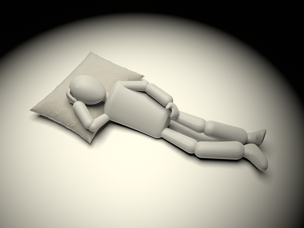 A free illustration of a person lying on a pillow in the dark and resting, symbolizing concentration, relaxation, and introspection.