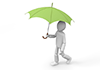 Umbrella / Green / Walking --Personal Illustration | Free Material