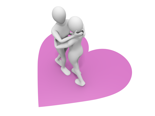 ハート型 / 夫妻 / 照れる / 二頭身 - 人物 / 男性 / 女性 / イラスト / 写真 / フリー素材 / 3Dレンダリング