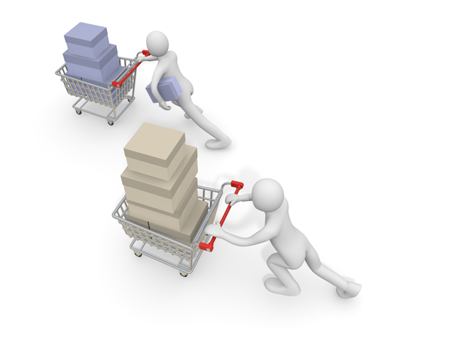 カート / 一人 / 女の人 / 人物 / 白バック - 人物 / 男性 / 女性 / イラスト / 写真 / フリー素材 / 3Dレンダリング