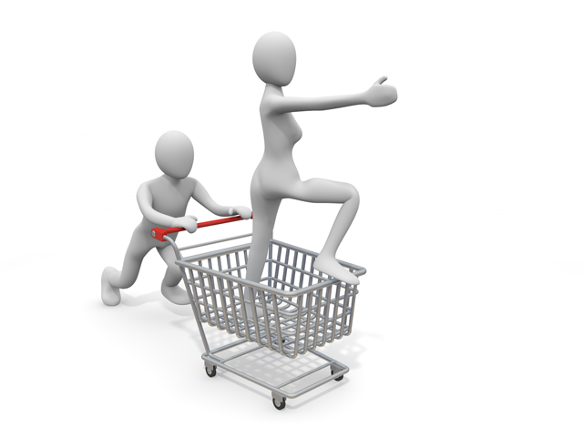 靴 / バッグ / 衣類 / クレジットカード / イラスト - 人物 / 男性 / 女性 / イラスト / 写真 / フリー素材 / 3Dレンダリング