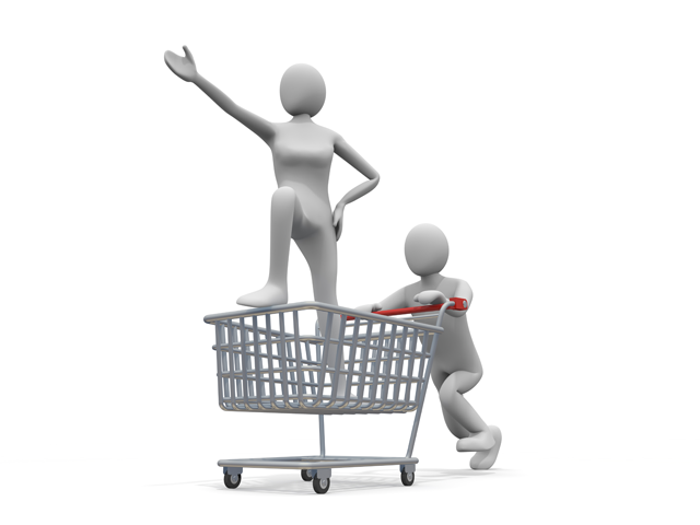 ショッピング / 買い物 / ショッピングカート / こども / スーパー - 人物 / 男性 / 女性 / イラスト / 写真 / フリー素材 / 3Dレンダリング