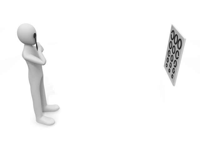視力検査｜目医者｜眼科｜視力検査表 - 人物 / 男性 / 女性 / イラスト / 写真 / フリー素材 / 3Dレンダリング