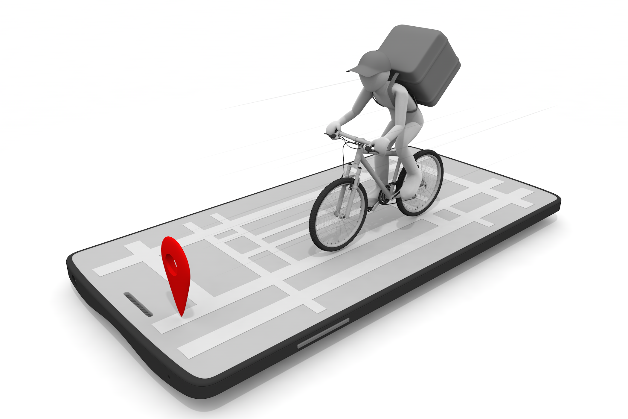 端末/自転車/バイク/原チャリ/しんどい - 無料イラスト/デリバリー/クリップアート/3Dレンダリング