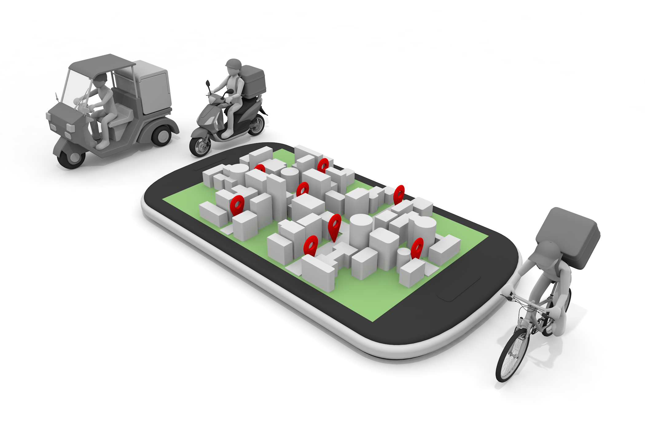 食べ物 / 日本 / サイクリング / 自転車 / 配達員 / 1人 / 30代 - 無料イラスト/デリバリー/クリップアート/3Dレンダリング