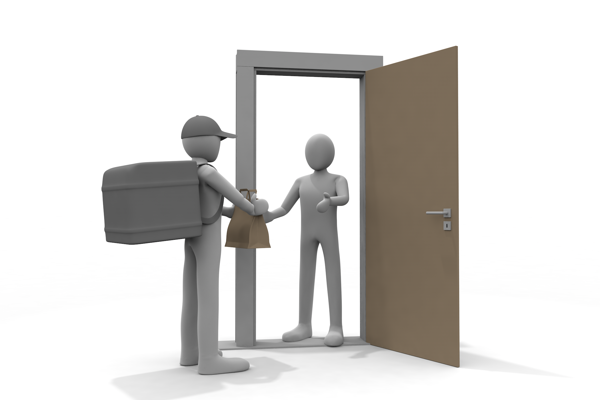 大人のみ / 宅配便サービス / 小荷物 / 屋外 / 必要不可欠なサービス - 無料イラスト/デリバリー/クリップアート/3Dレンダリング