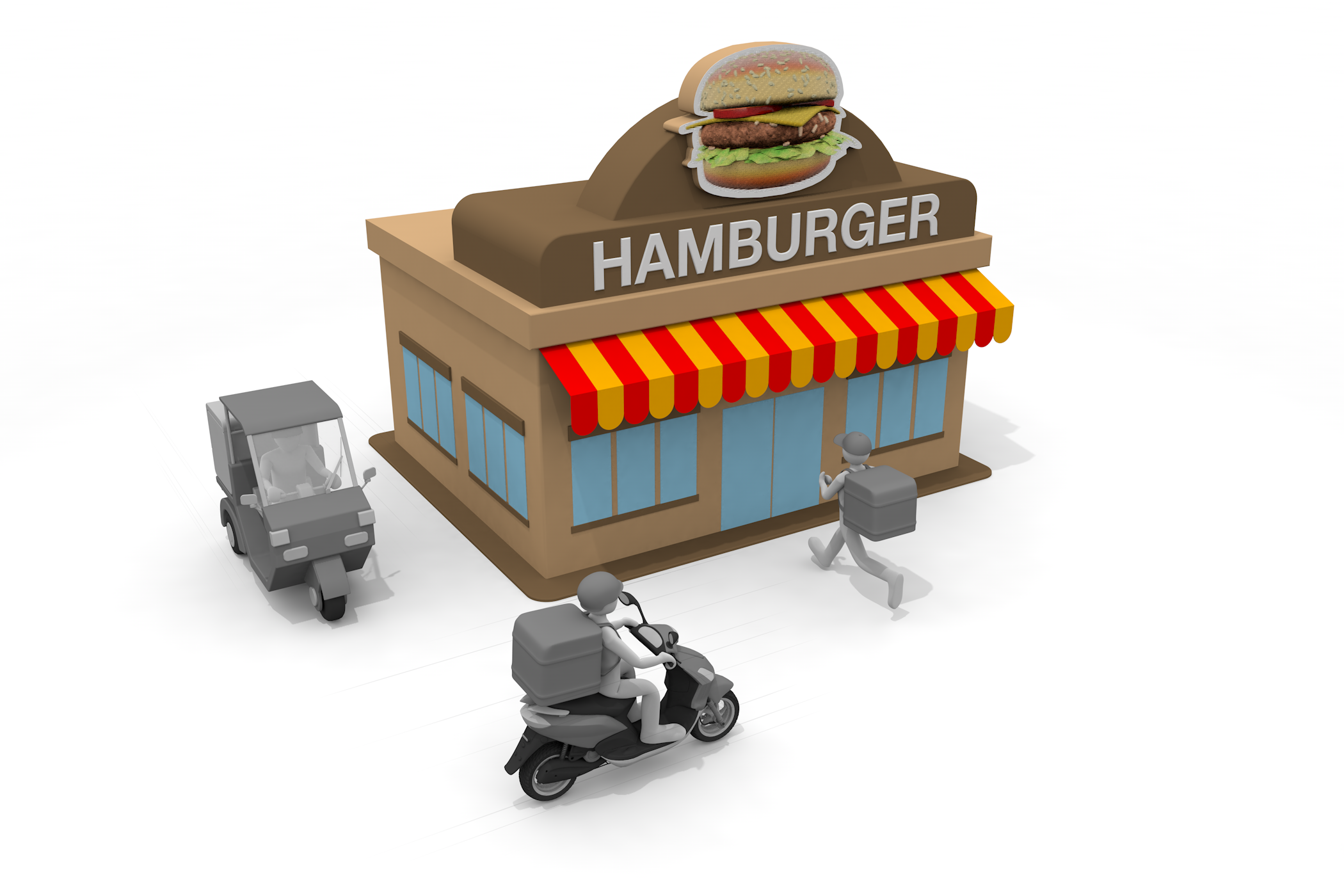 端末/自転車/バイク/原チャリ/しんどい - 無料イラスト/デリバリー/クリップアート/3Dレンダリング