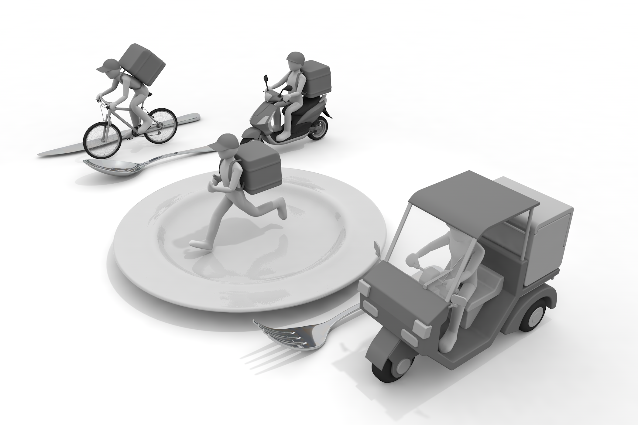 料理宅配 / DiDi Food / ディディフード / 出前館/注文 - 無料イラスト/デリバリー/クリップアート/3Dレンダリング