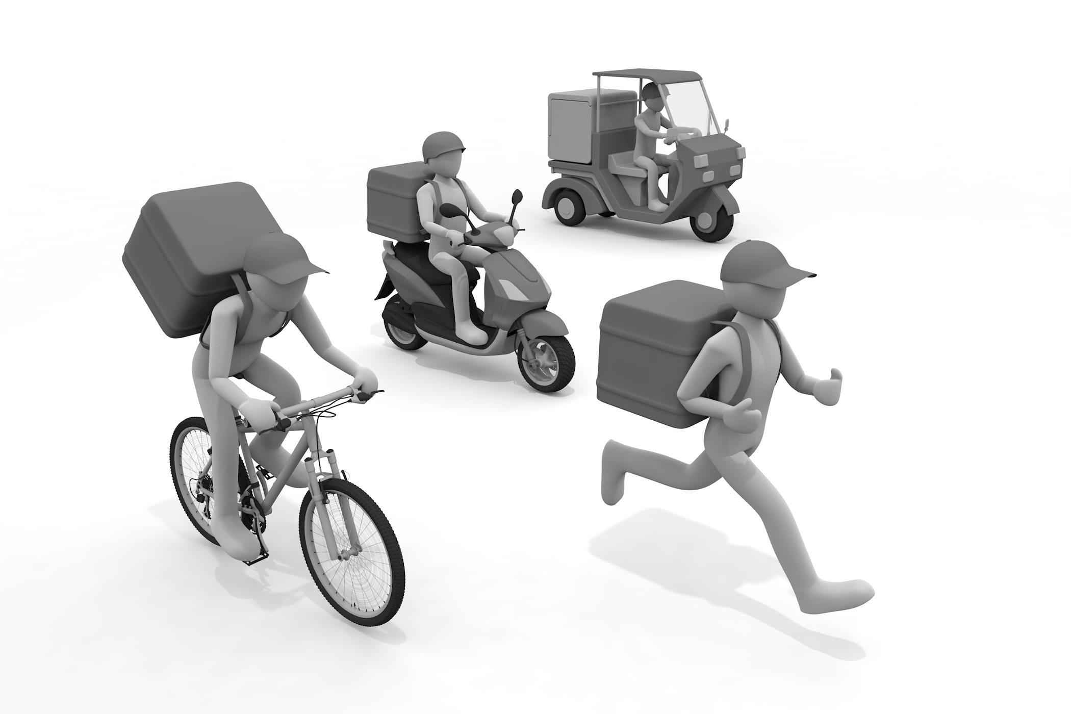 食べ物 / 配達 / モバイルアプリ / レストラン / ピザ / 健康的な食事 - 無料イラスト/デリバリー/クリップアート/3Dレンダリング