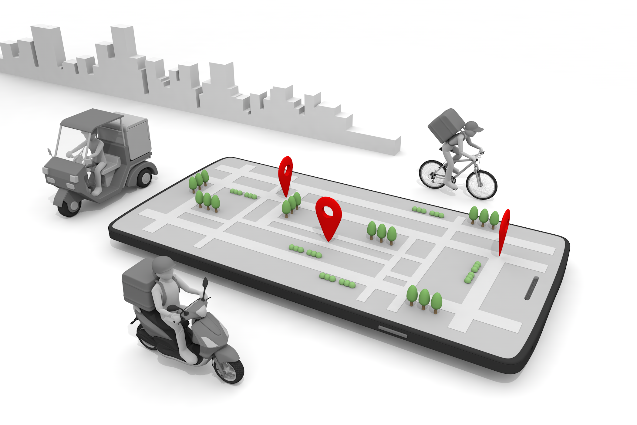 体力/疲れる/交通事故/時間/スピード - 無料イラスト/デリバリー/クリップアート/3Dレンダリング