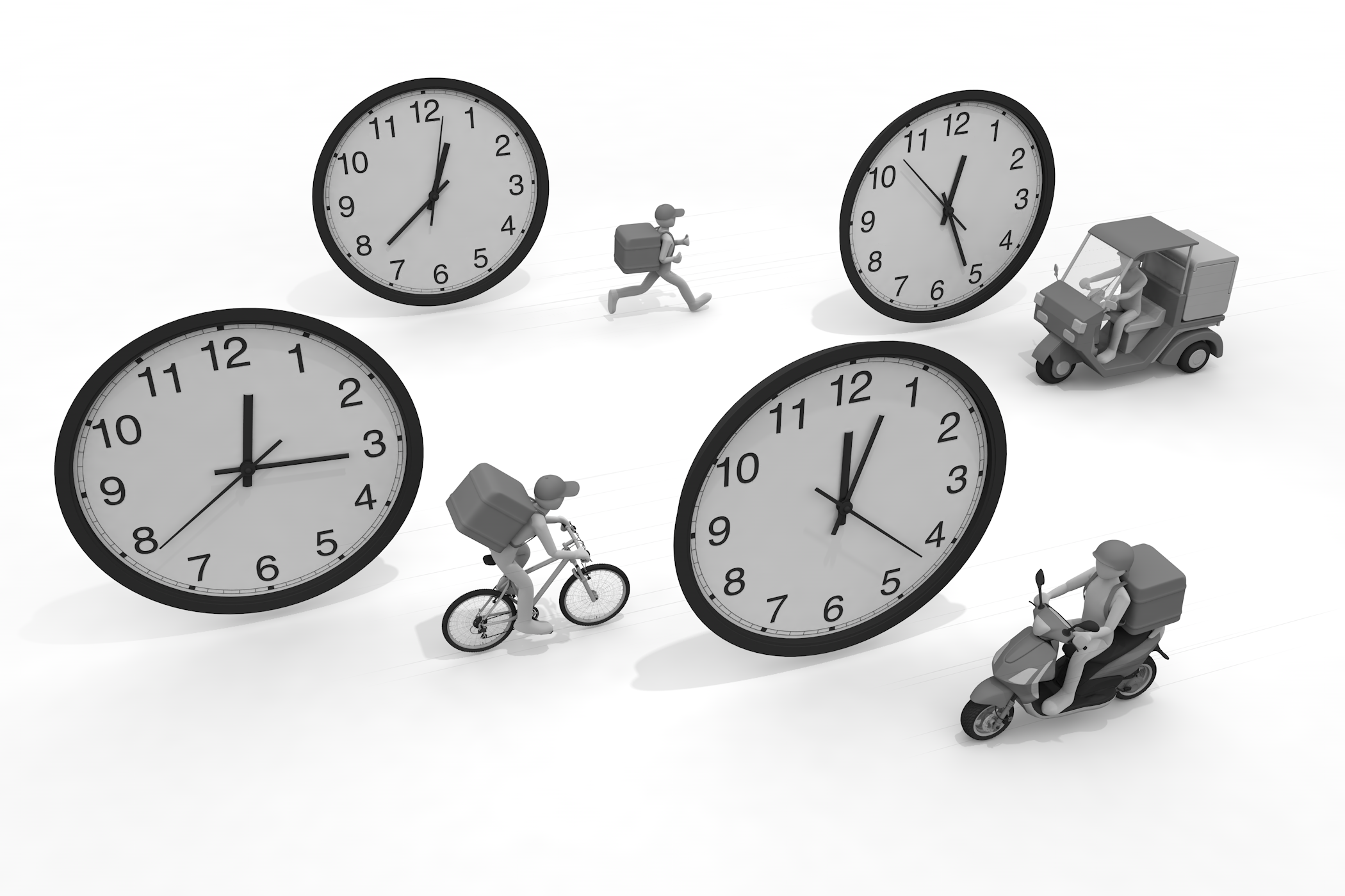 箱 / 配達員 / ショッピングカート / 船舶輸送 / 自動車 / ベクター画像 - 無料イラスト/デリバリー/クリップアート/3Dレンダリング