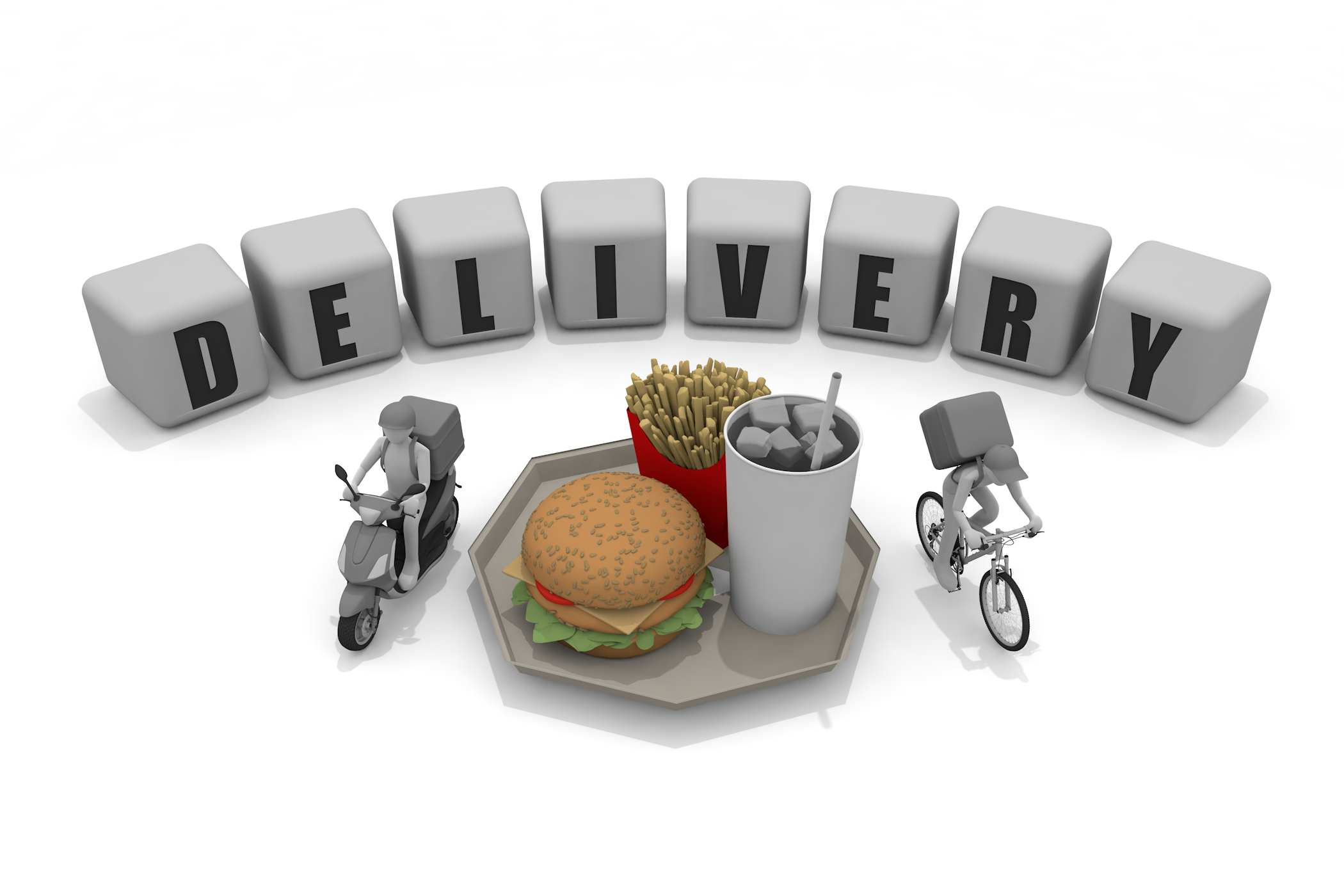 料理宅配 / DiDi Food / ディディフード / 出前館/注文 - 無料イラスト/デリバリー/クリップアート/3Dレンダリング