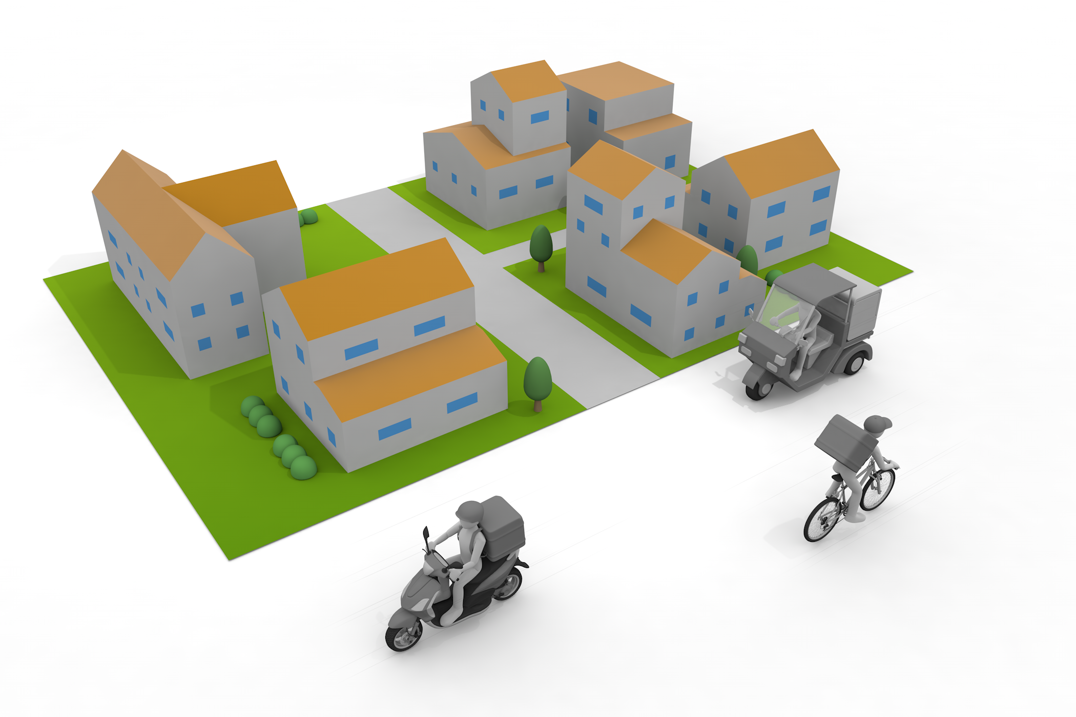 必要不可欠なサービス / 有色人種 / 横位置 / 歯を見せて笑う - 無料イラスト/デリバリー/クリップアート/3Dレンダリング