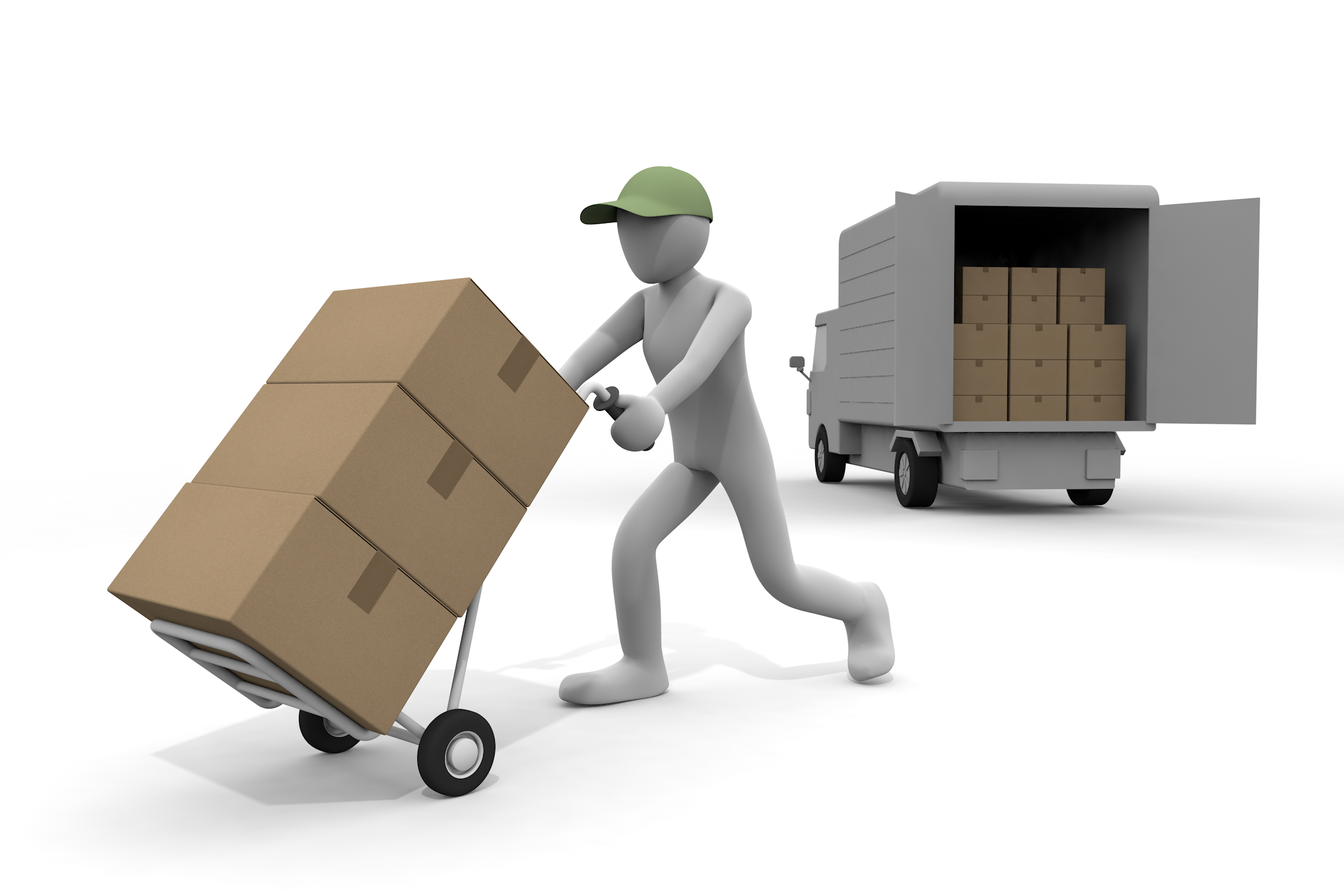 玄関先まで荷物を届ける。 - イラスト/無料/クリップアート/宅配/運輸業/段ボール