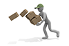 荷物を落とす人物。たくさんの荷物を運ぶ人物。失敗する人。 - 人物・配達 フリーイラスト - 2,100×1,400ピクセル