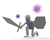 Remove the virus ｜ Fight the new coronavirus ｜ Sword and shield ――Personal illustration ｜ Free material