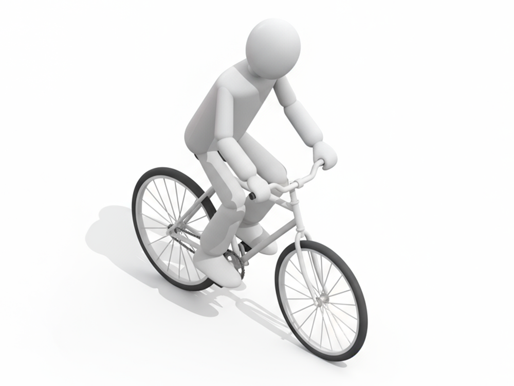 一人で自転車に乗って走っている人物のイラスト