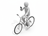自転車に乗りながらスマートフォンを操作している人物のイラスト
