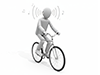 イヤホンで音楽を聴きながら自転車に乗っている人物のイラスト