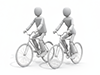 二人並んで自転車に乗っている人物のイラスト