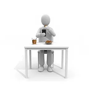 クッキーを食べながらスマートフォンを見ている食事中の3D人物のCGイラスト