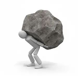 重い岩を背負って耐える3D人物のCGイラスト
