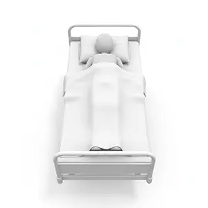 病院のベッドで布団をかけて寝ている入院患者の3D人物イラスト