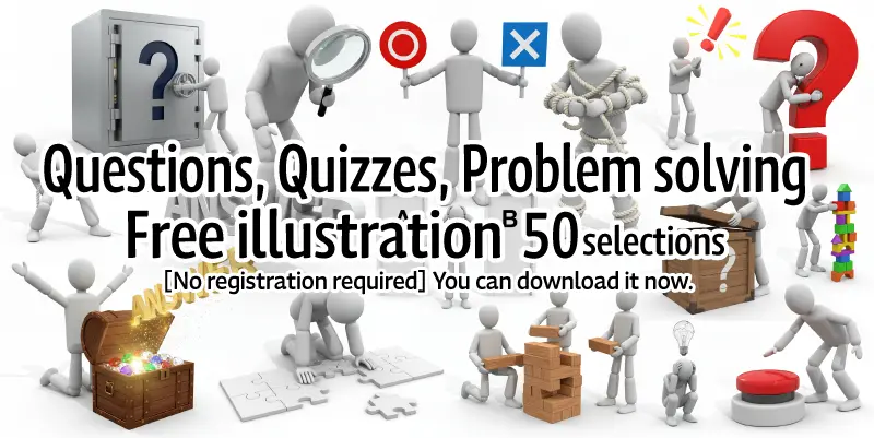 Collection of free 3D man illustrations for questions, quizzes, and problem solving. 50 commercial-use images for business.